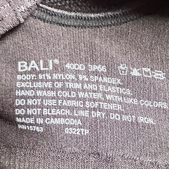 BRA 40DD Bali Black 3P66 Underwire Front closure Fully Adjustable 3443 AF - Picture 5 of 12